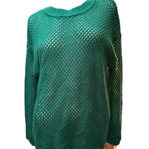 Fct With Love Women's Green Knit See Through Sweater